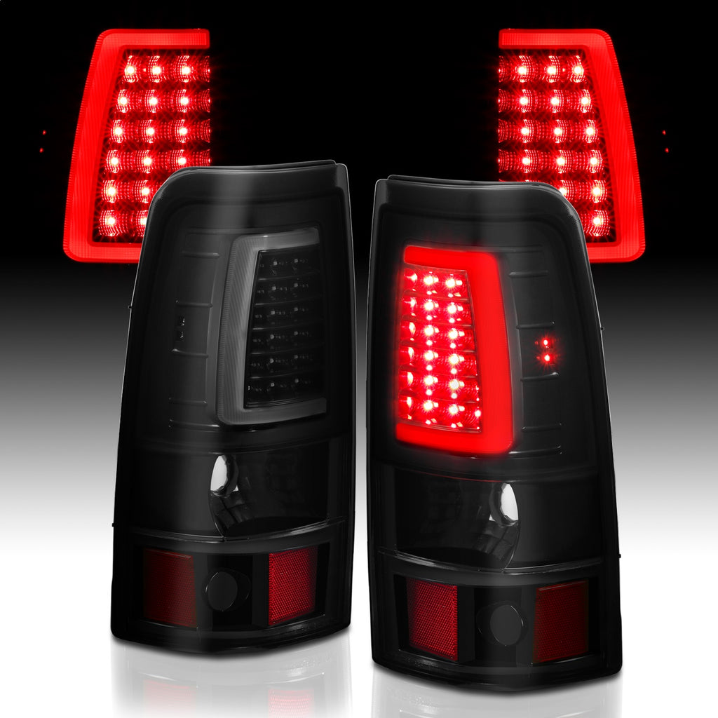 Anzo Black Plank Style LED Tail Lights With Smoke Lens 99-02 Silverado/ 99-06 Sierra