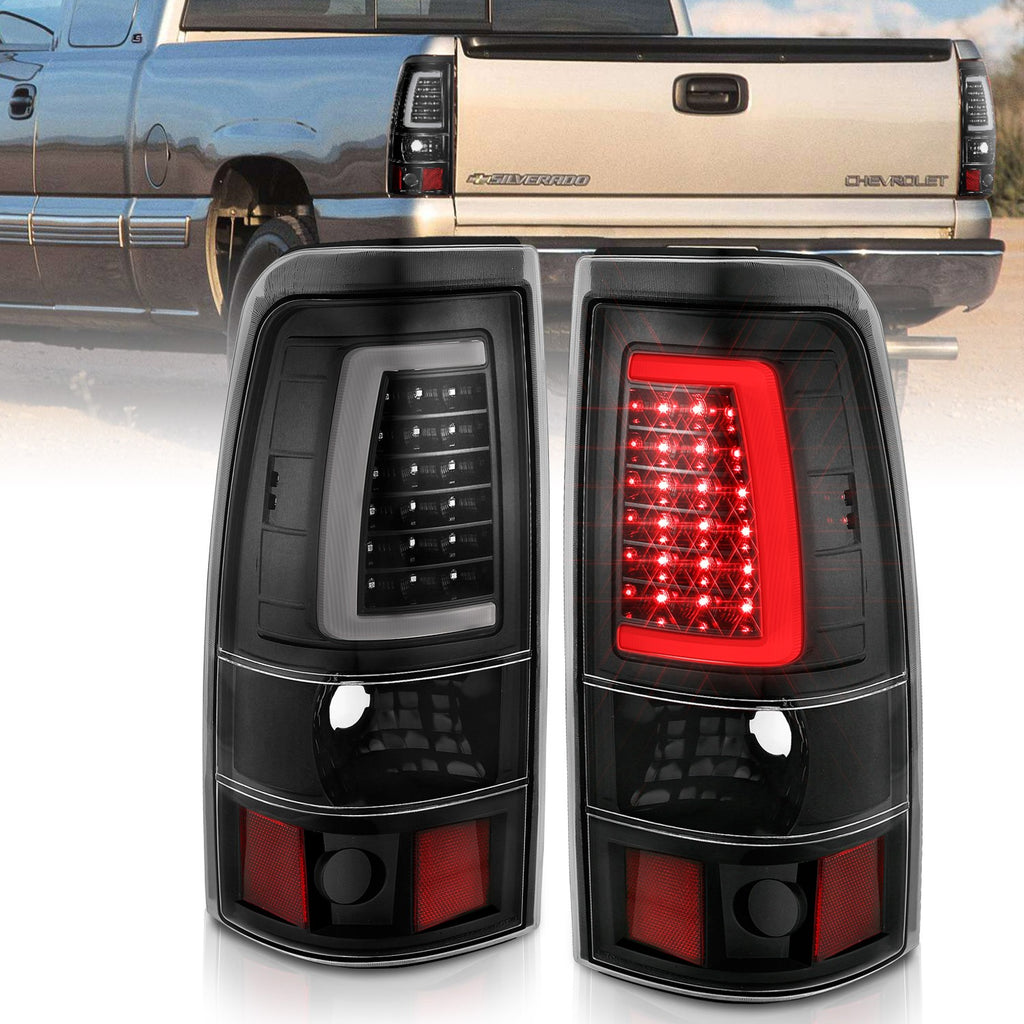 Anzo Plank Style Black LED Tail Lights With Clear Lens 03-06 Silverado