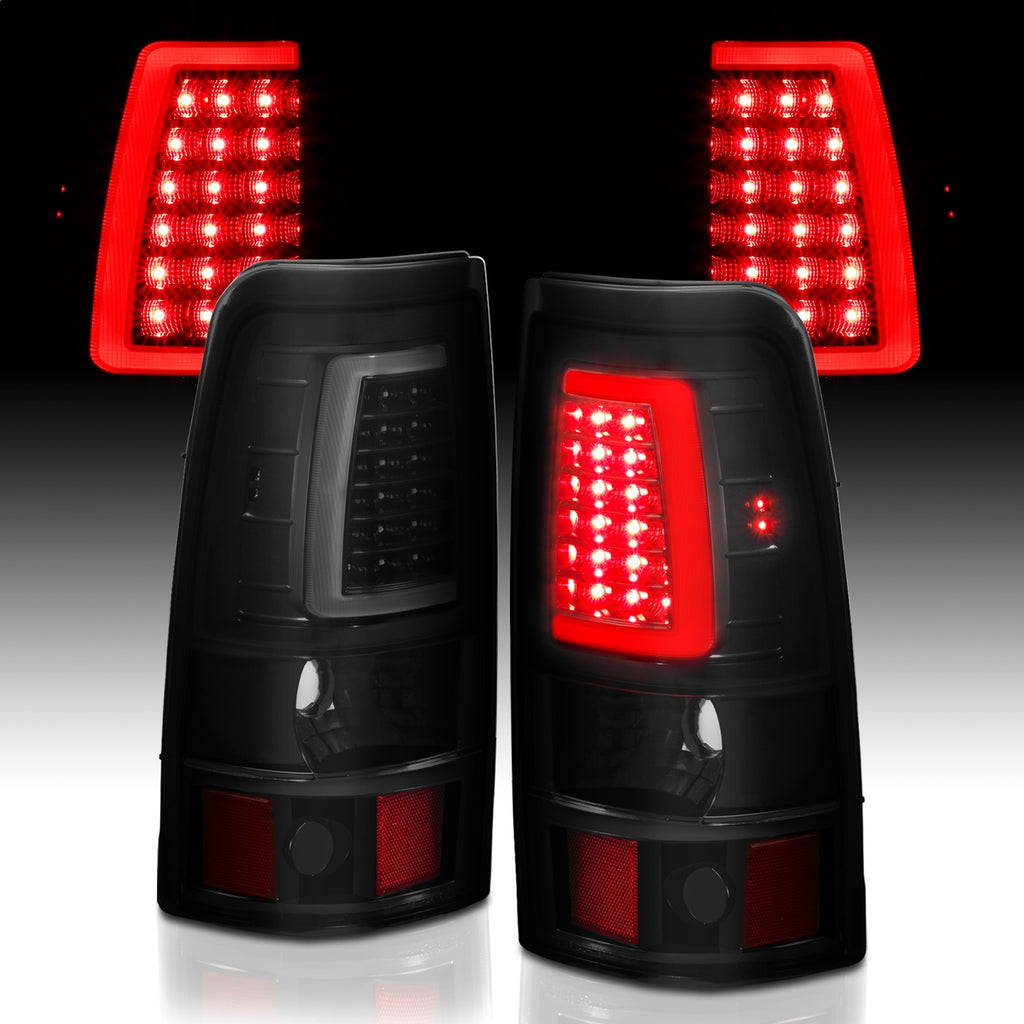 Anzo Black Plank Style LED Tail Lights With Smoke Lens 03-06 Silverado