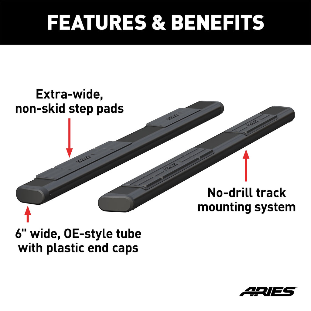 ARIES B2885 85-Inch Oval Black Aluminum Nerf Bars; Brackets Sold Separately