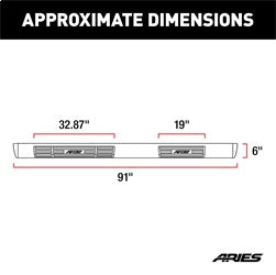 ARIES B2891 91-Inch Oval Black Aluminum Nerf Bars; Brackets Sold Separately