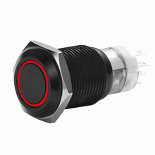 Load image into Gallery viewer, 19Mm Black Momentary Switch W/Harness Red