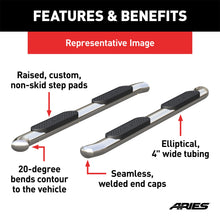 Load image into Gallery viewer, ARIES S225044-2 4-Inch Oval Polished Stainless Steel Nerf Bars; Select Ram 1500