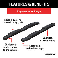 Load image into Gallery viewer, ARIES S225045 4-Inch Oval Black Steel Nerf Bars; Select Ram 1500