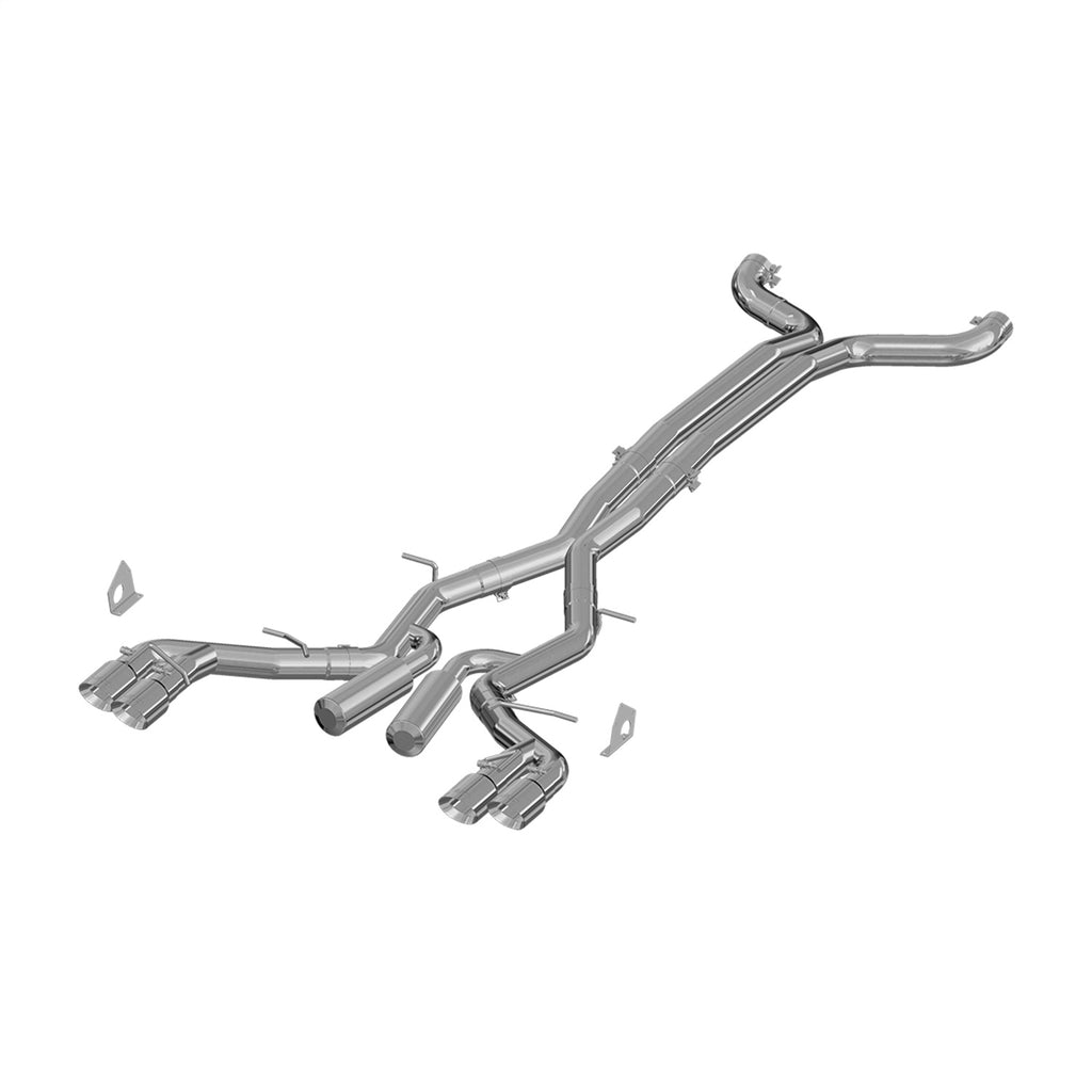 3in. Cat-Back; Dual Rear Exit; Quad Tip; Race Version; Aluminized Steel.