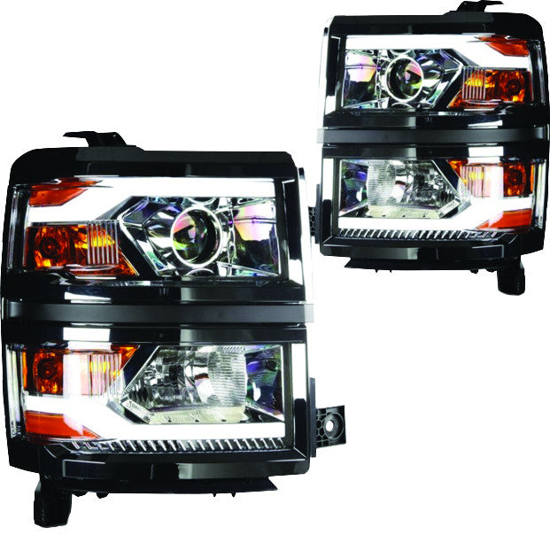 Spec-D Chrome Projector Headlights  Silverado 14-15 1500