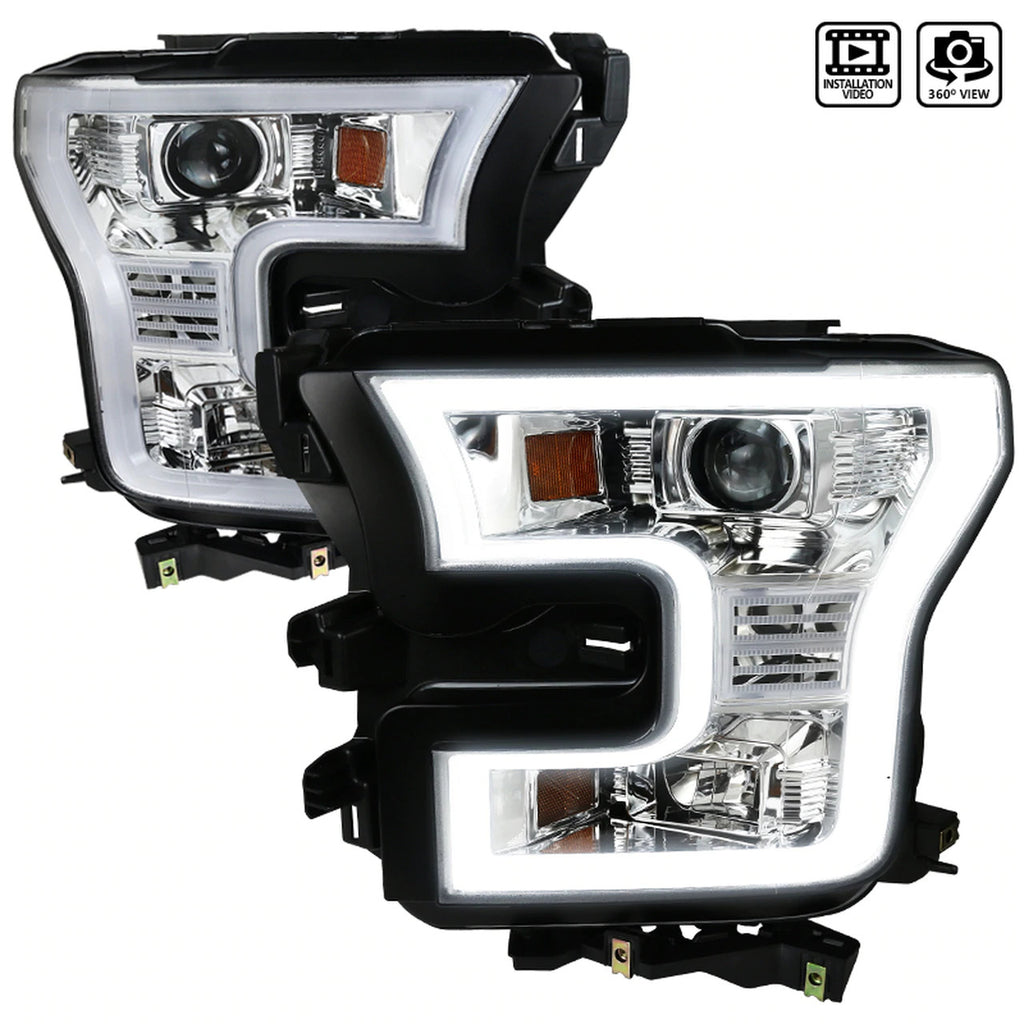 Spec-D Chrome Projector Headlights  F150  15-17