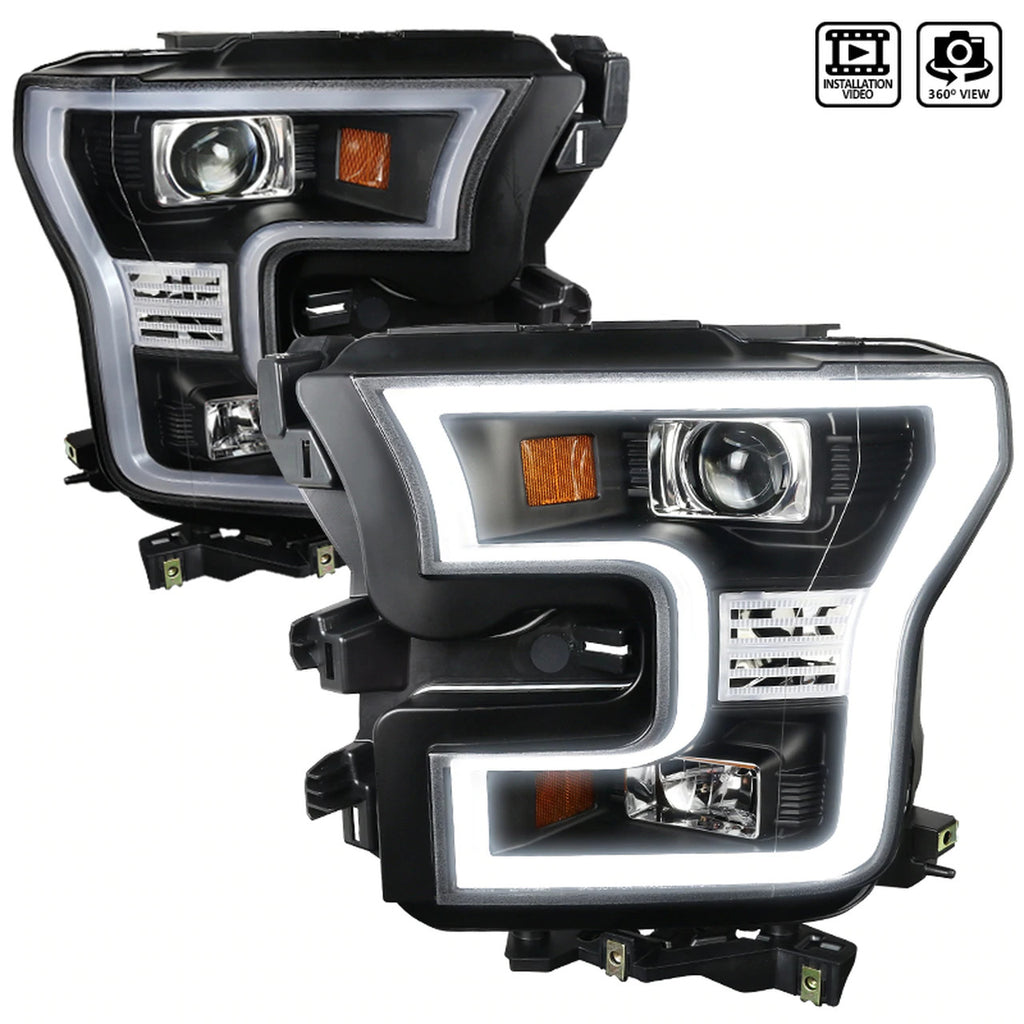 Spec-D Black Projector Headlights  F150  15-17