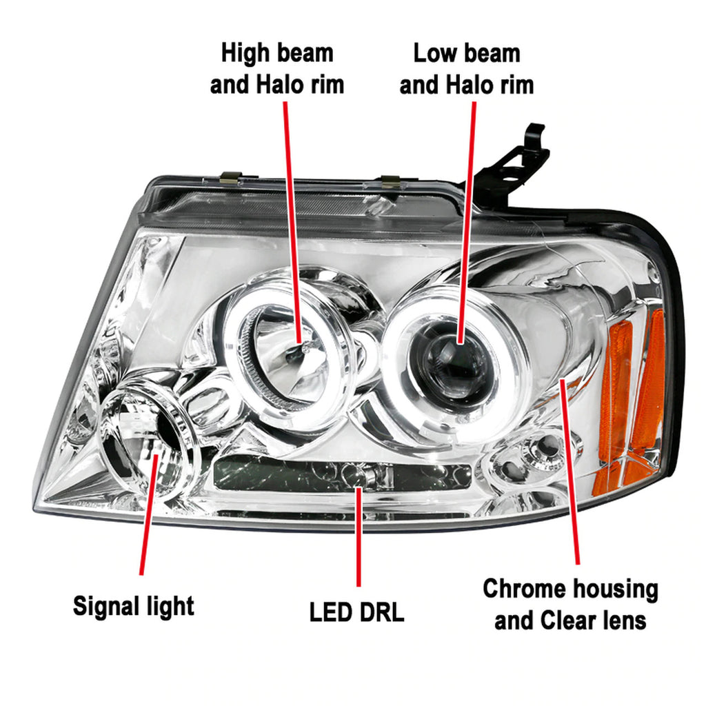 Spec-D Chrome Projector Headlights  F150 04-08