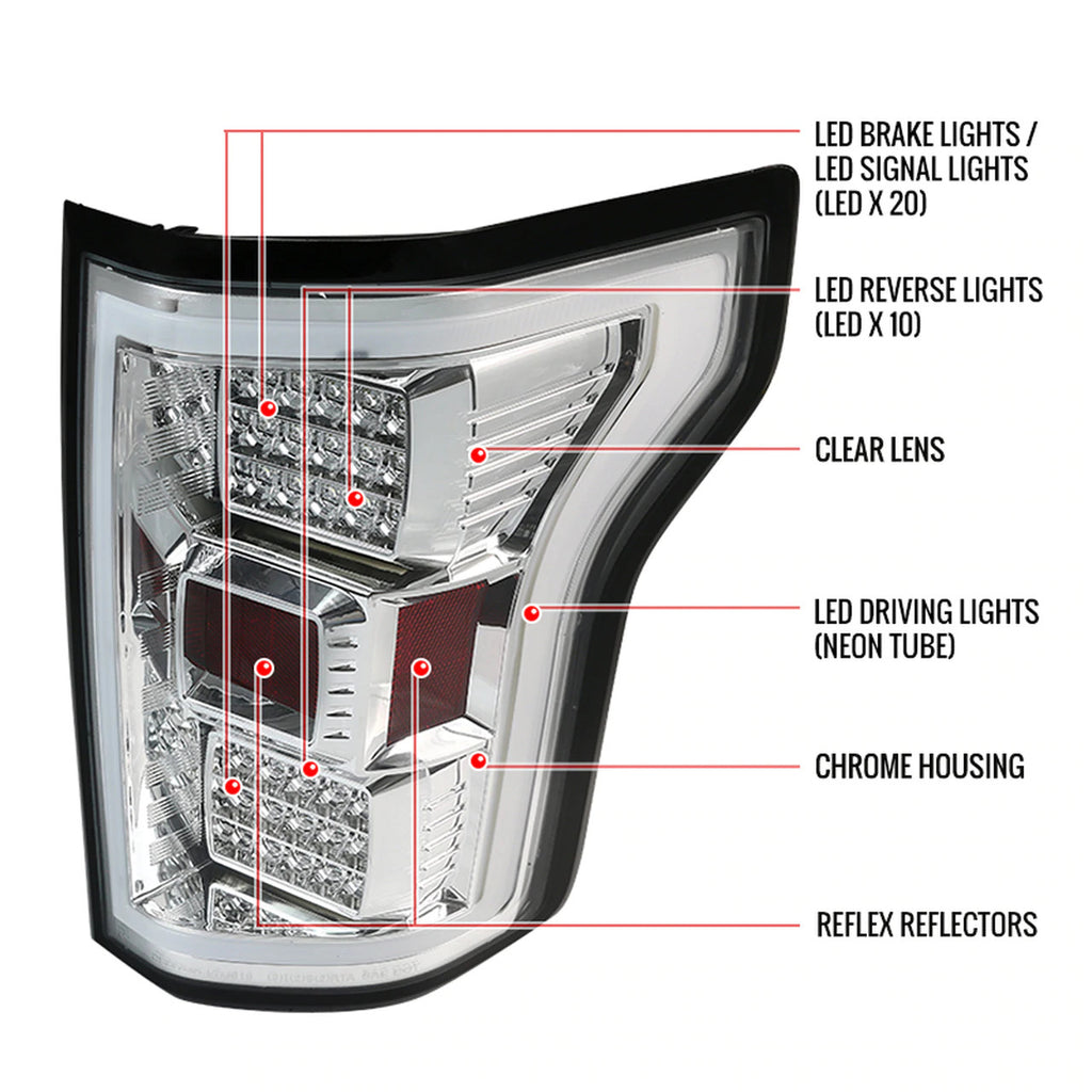 Spec-D Chrome Led Taillights  F150 15-17