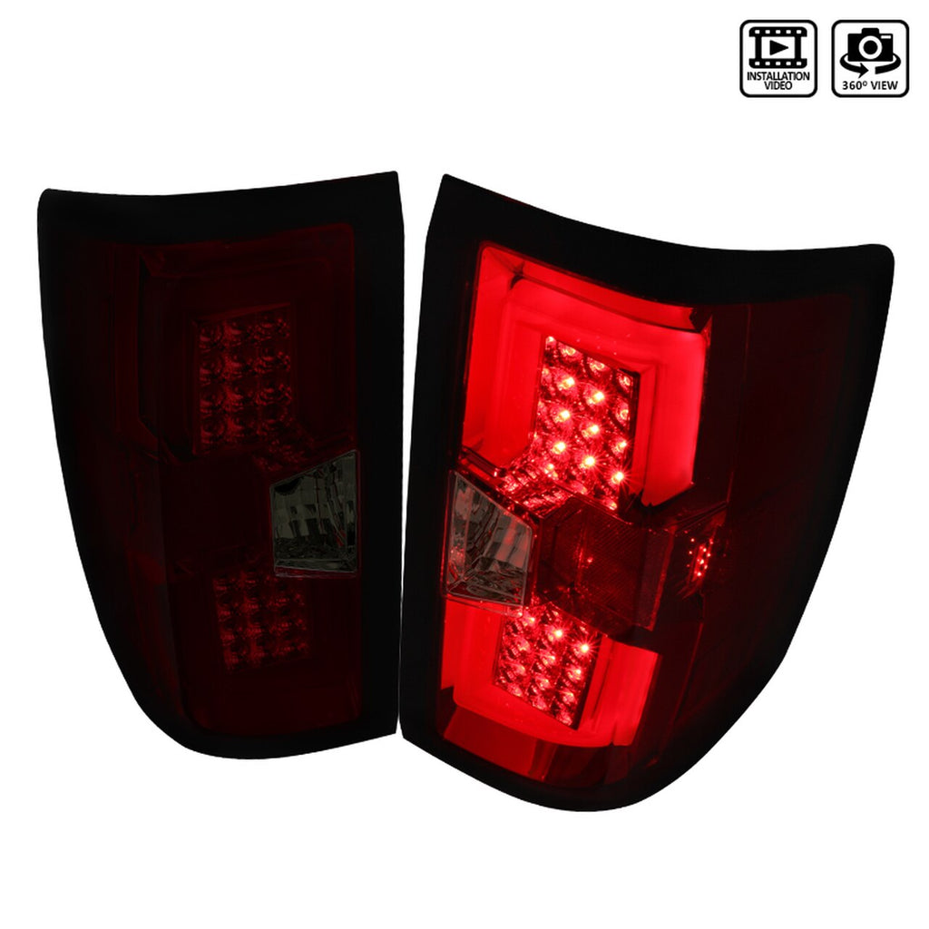 Spec-D Red/Smoked Led Taillights  Silverado 14-18 1500/15-19 Hd