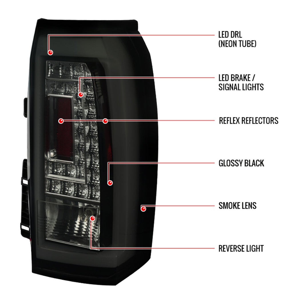 Spec-D Black Led Taillights With Smoked Lens Yukon 15-20