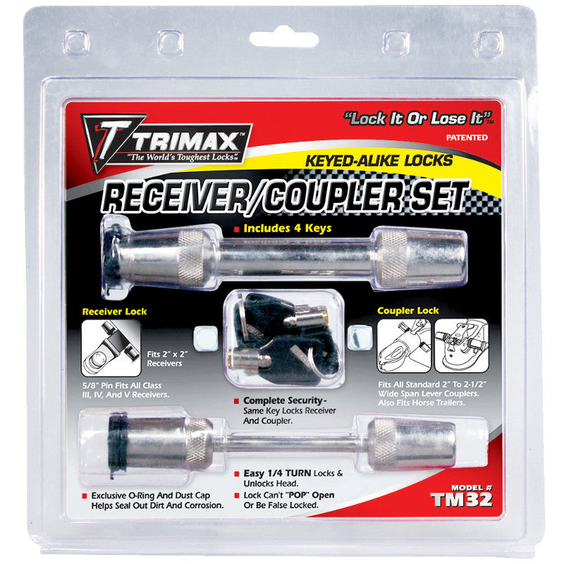 Trimax T3 & Tc2 Keyed Alike Receiver & Coupler Lock  Class 3/4 Locking For 2-Inch Receiver